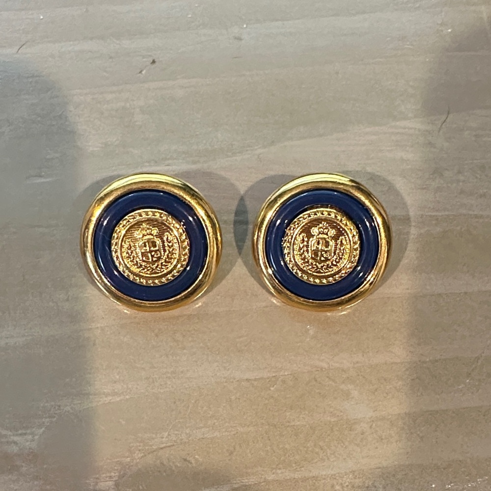 Vintage Liz Claiborne Gold and Blue Earrings